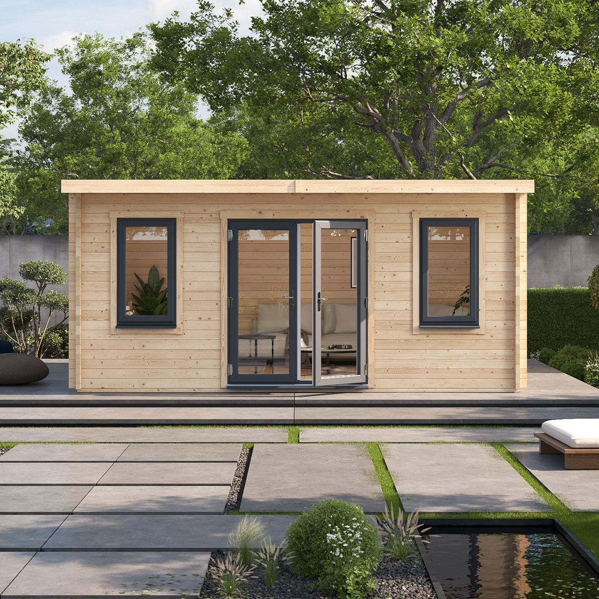 BillyOh Fraya Pent Log Cabin Modern Garden Office Studio Retreat